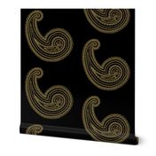 Provence ~ Paisley ~ Embroidered Gold on Blackmail