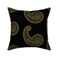 Provence ~ Paisley ~ Embroidered Gold on Blackmail