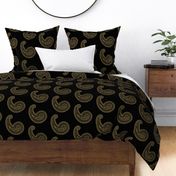 Provence ~ Paisley ~ Embroidered Gold on Blackmail