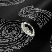 Provence ~ Paisley ~ Embroidered Silver on Blackmail