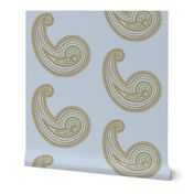 Provence ~ Paisley ~ Embroidered Gold on Versailles Fog