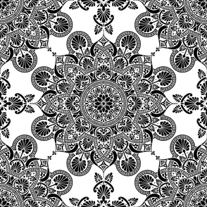 fortune mandala large scale black on white