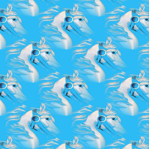 White horse on Blue