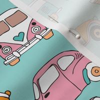 Vintage cars for girls illustration pattern