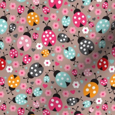 Colorful lady bugs illustration pattern for girls