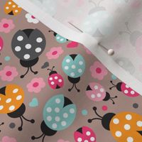 Colorful lady bugs illustration pattern for girls