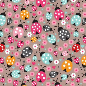 Colorful lady bugs illustration pattern for girls