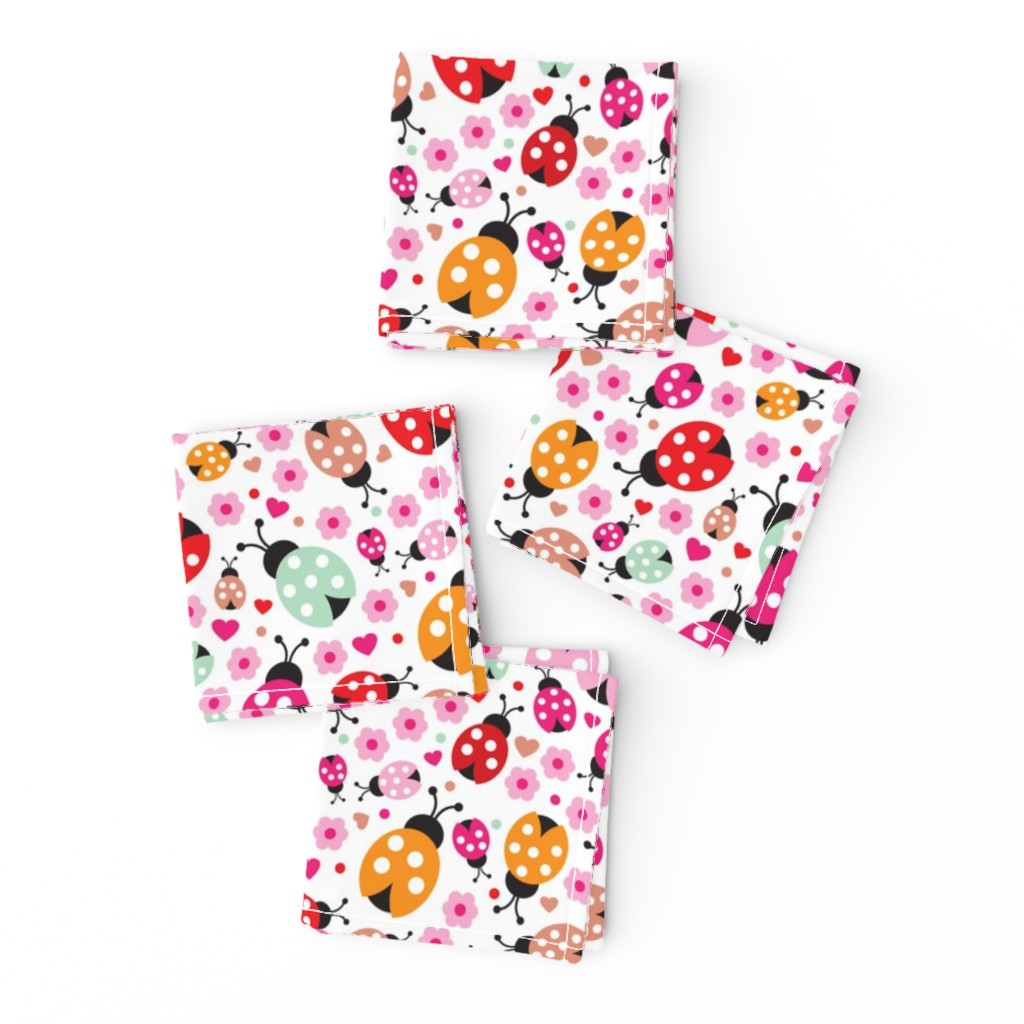 Colorful lady bugs illustration pattern for girls