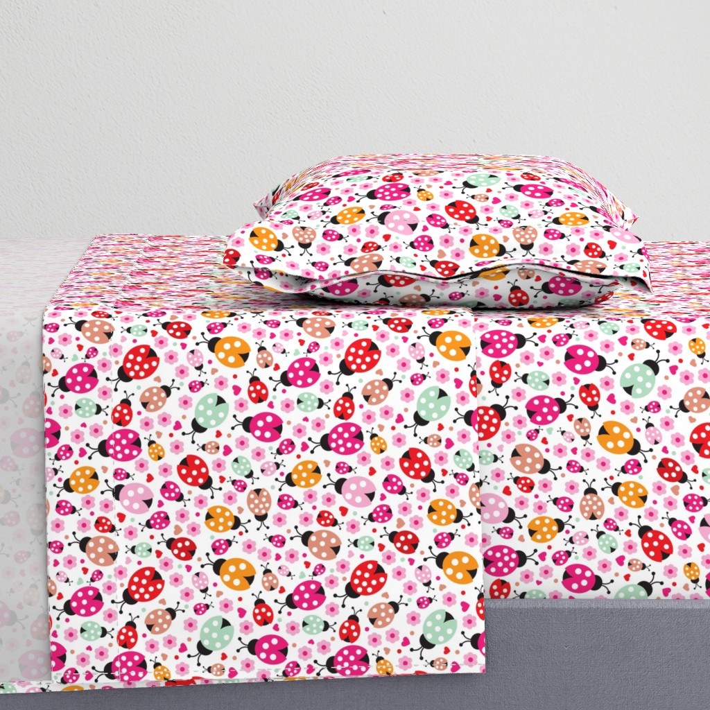 Colorful lady bugs illustration pattern for girls