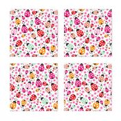 Colorful lady bugs illustration pattern for girls