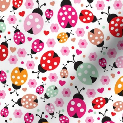 Colorful lady bugs illustration pattern for girls