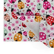 Colorful lady bugs illustration pattern for girls