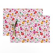 Colorful lady bugs illustration pattern for girls