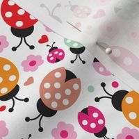 Colorful lady bugs illustration pattern for girls