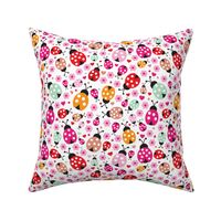 Colorful lady bugs illustration pattern for girls