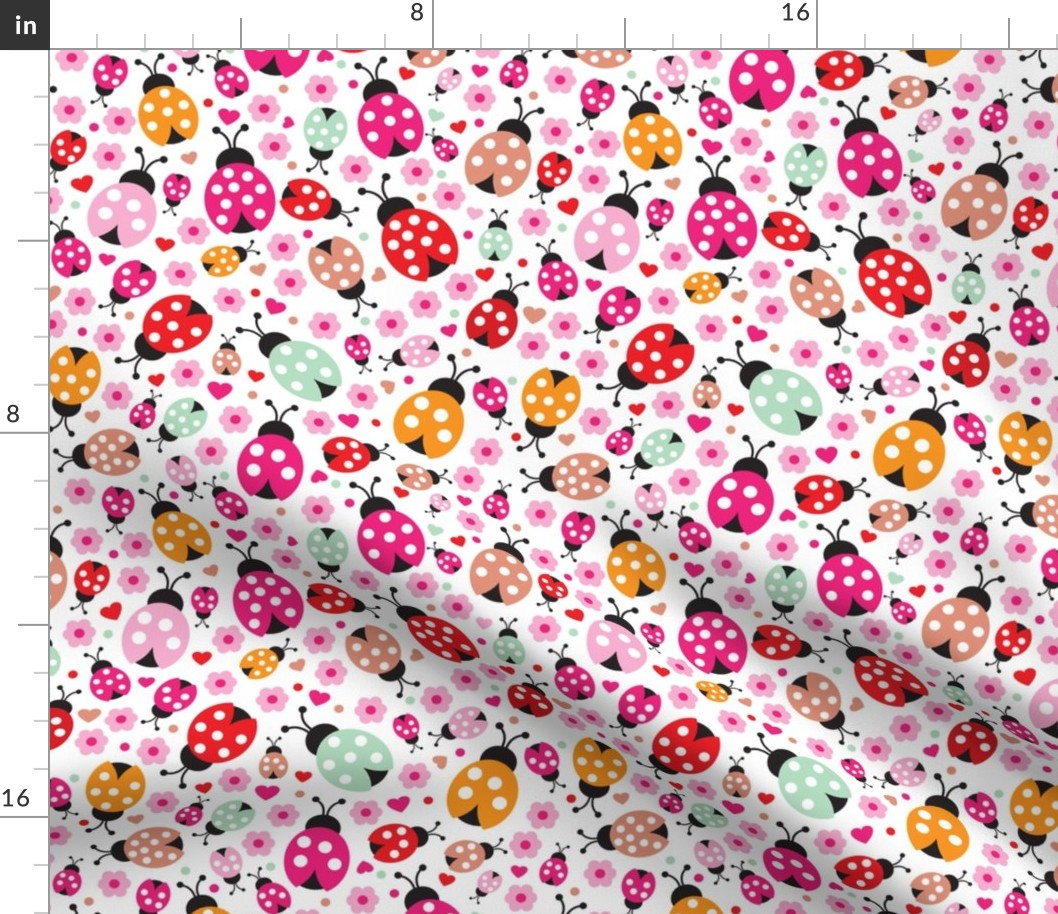 Colorful lady bugs illustration pattern for girls