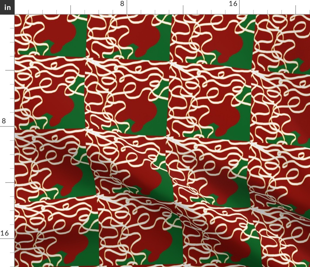 Jan's Holiday Bandanna2 red green white with gold