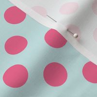 Pink Polka Dots on a Paris Blue background