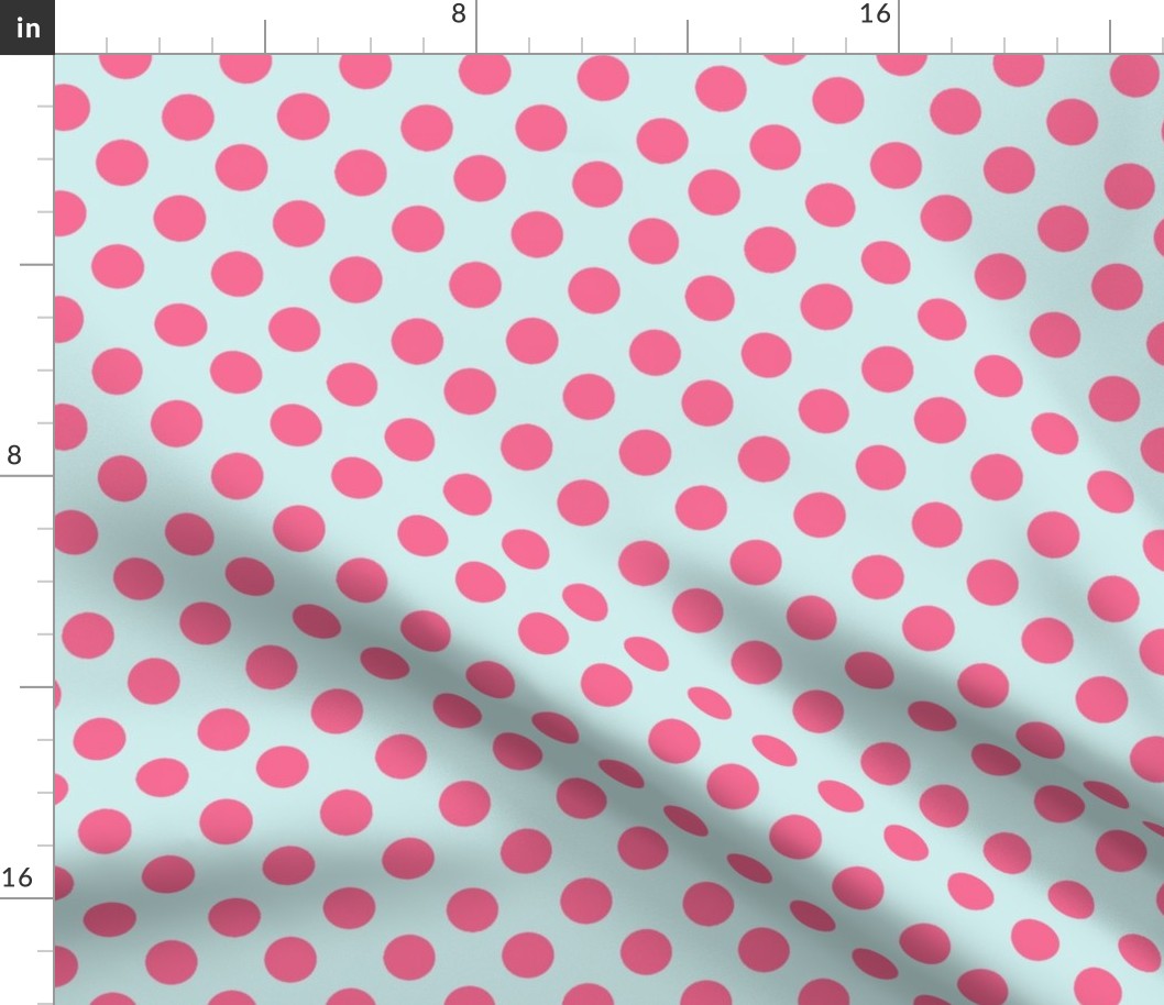 Pink Polka Dots on a Paris Blue background