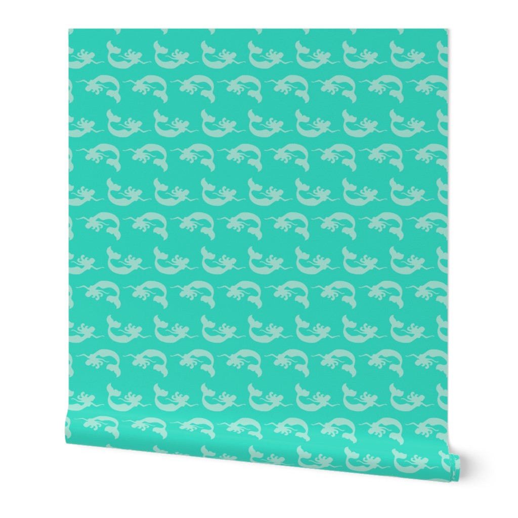 Mermaid Swimming Mint Tonal