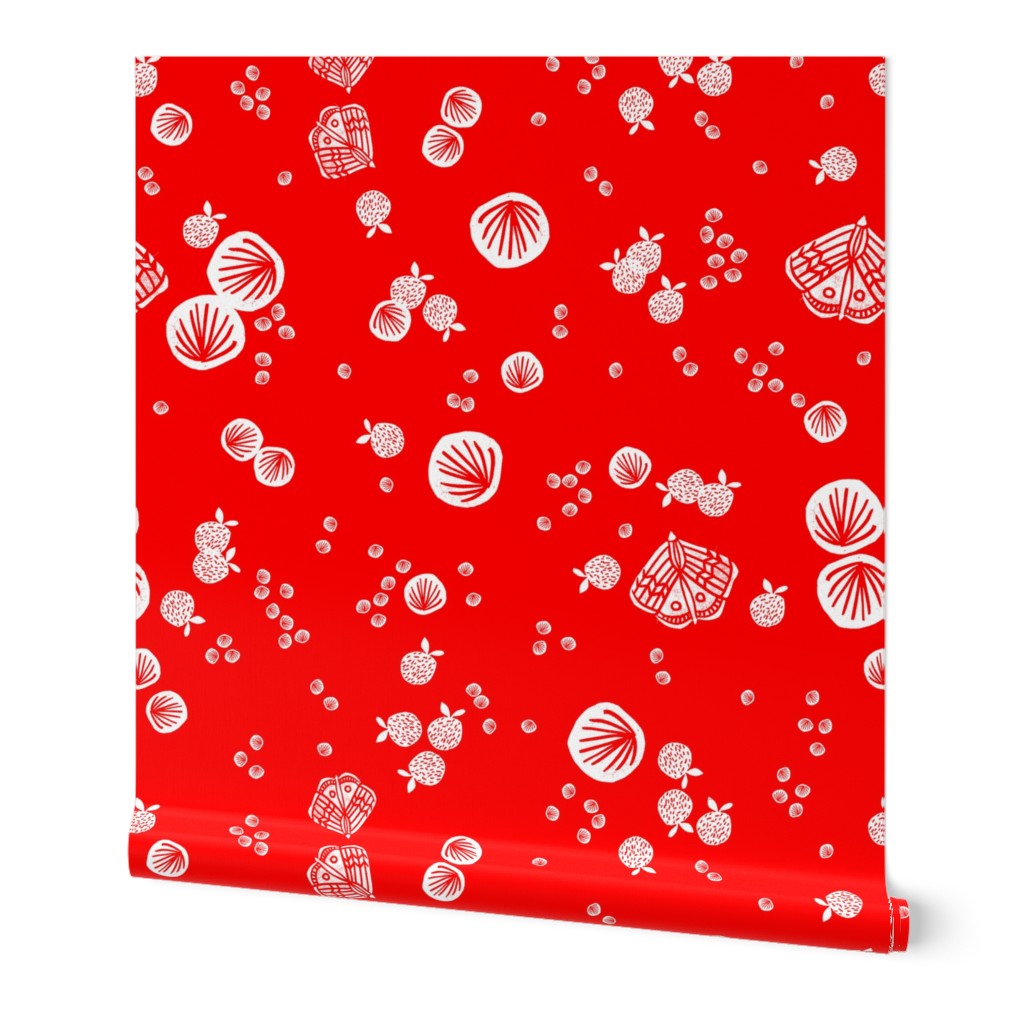 Butterfly Bubbles - Cardinal Red/White by Andrea Lauren