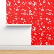 Butterfly Bubbles - Cardinal Red/White by Andrea Lauren