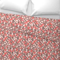 Scattered Butterfly Garden - Pale pink/Cardinal Red/Black/White by Andrea Lauren