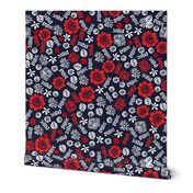 Scattered Butterfly Garden - Cardinal Red/White/Imperial Blue