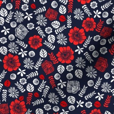 Scattered Butterfly Garden - Cardinal Red/White/Imperial Blue