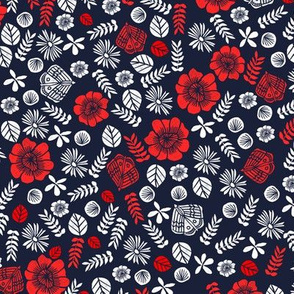 Scattered Butterfly Garden - Cardinal Red/White/Imperial Blue