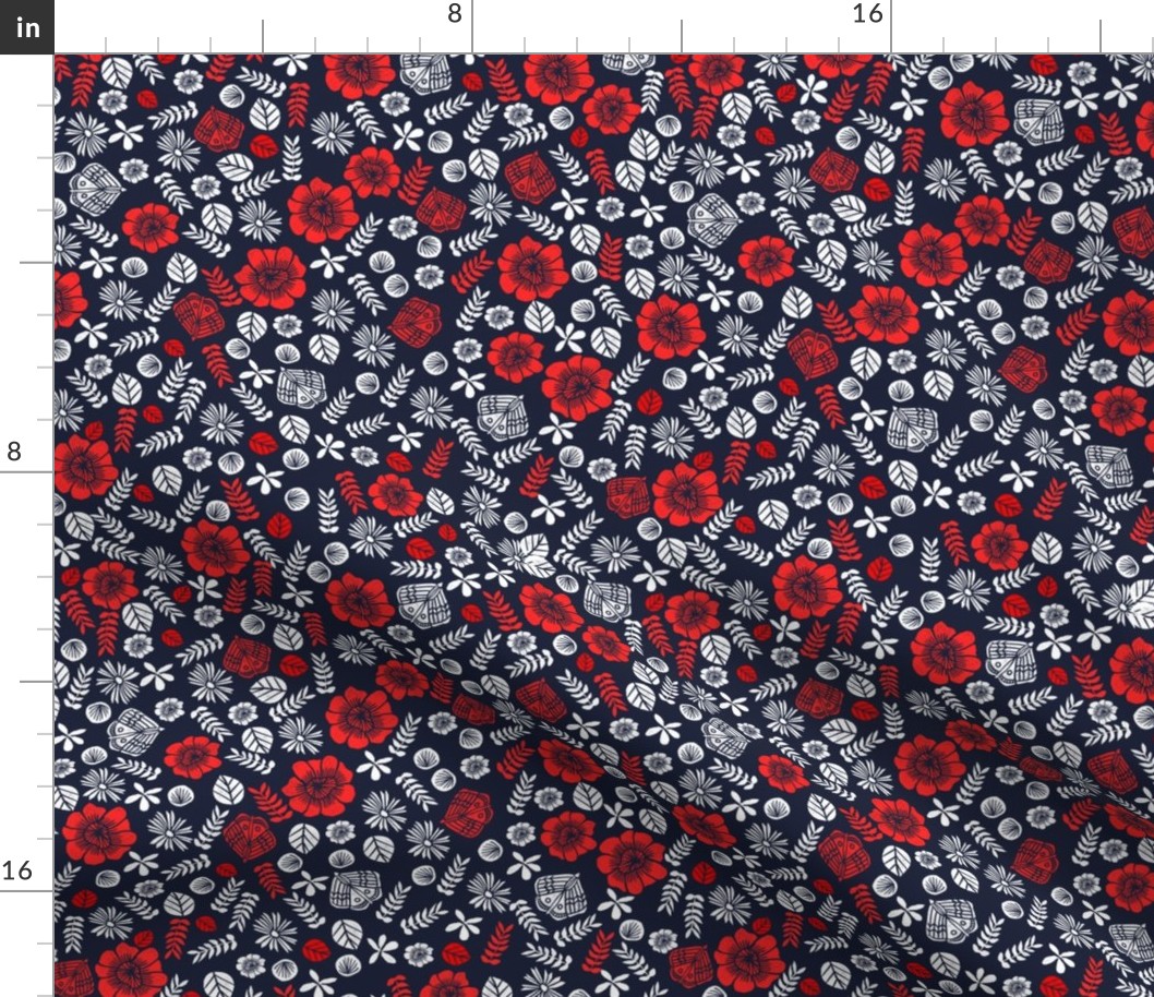 Scattered Butterfly Garden - Cardinal Red/White/Imperial Blue