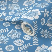 Scattered Butterfly Garden - Cerulean/White by Andrea Lauren