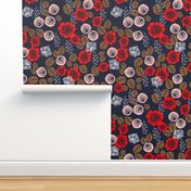 Butterfly Garden - Cardinal Red/Pale Pink/Imperial Blue/Wood Brown/White by Andrea Lauren