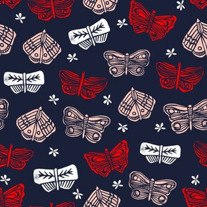 Butterflies - Imperial Blue/Cardinal Red/Pale Pink by Andrea Lauren