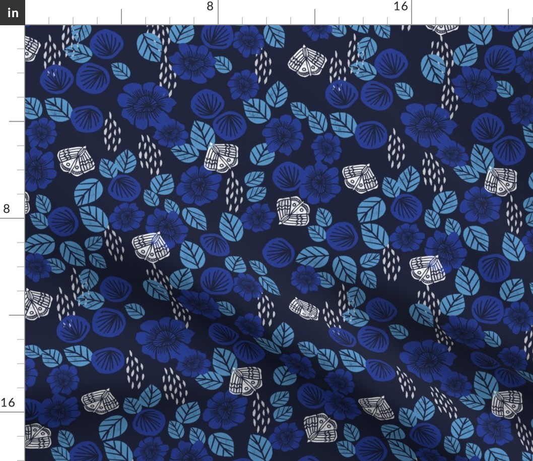 Butterfly Garden - Imperial Blue/Cerulean/Cobalt Blue/White by Andrea Lauren