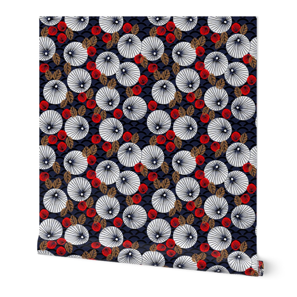 Parasol Garden - Cardinal Red/Wood Brown/Imperial Blue/White by Andrea Lauren
