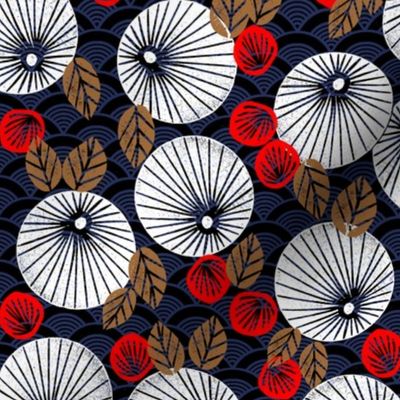 Parasol Garden - Cardinal Red/Wood Brown/Imperial Blue/White by Andrea Lauren