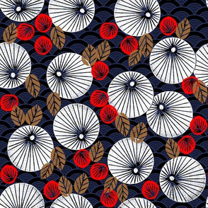 Parasol Garden - Cardinal Red/Wood Brown/Imperial Blue/White by Andrea Lauren