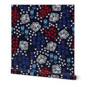 Butterfly Blooms - Imperial Blue/Cardinal Red/Cerulean/Cobalt Blue by Andrea Lauren