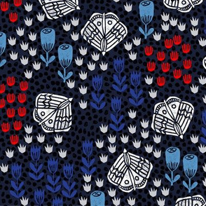 Butterfly Blooms - Imperial Blue/Cardinal Red/Cerulean/Cobalt Blue by Andrea Lauren