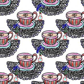 Teacups on Doodle Doilies (large)