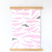Whale grey pink on white