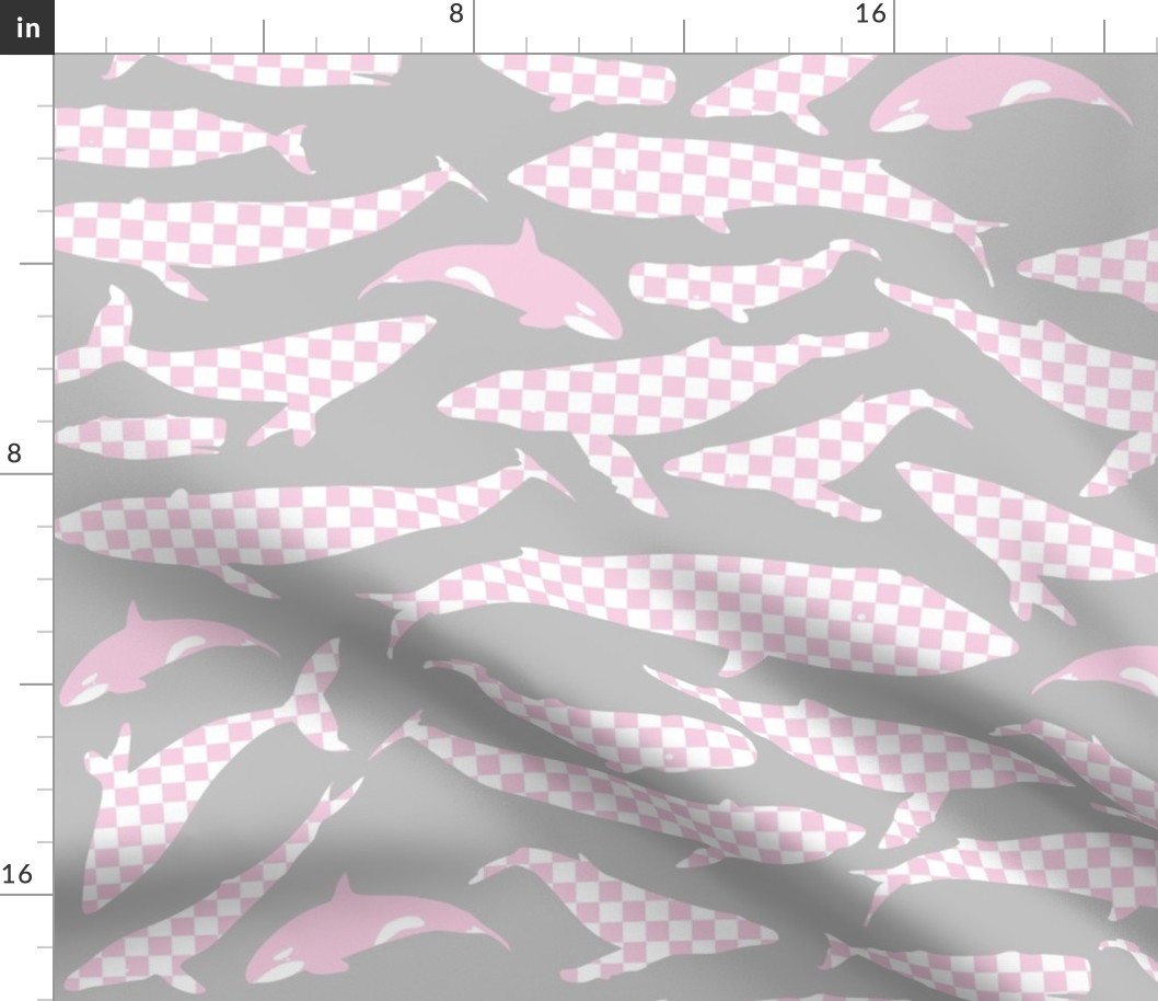 Whale shade of grey and pink, gingham style!