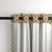 Faux Linen striped folk flowers