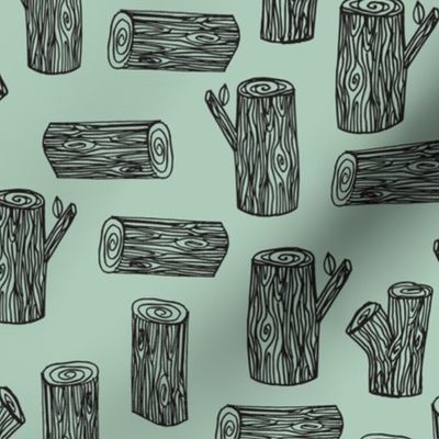 tree logs // forest woodland tree stump mint kids baby nursery sweet camping woodland nursery wallpaper