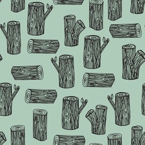 tree logs // forest woodland tree stump mint kids baby nursery sweet camping woodland nursery wallpaper