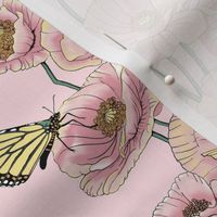 Poppies_and_Butterflies_Pastel_on_Dk_pink_bg