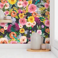 Autumn Blooms Floral Print // Chalkboard (Large)