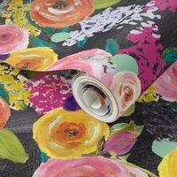 Autumn Blooms Floral Print // Chalkboard (Large)