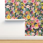 Autumn Blooms Floral Print // Chalkboard (Large)